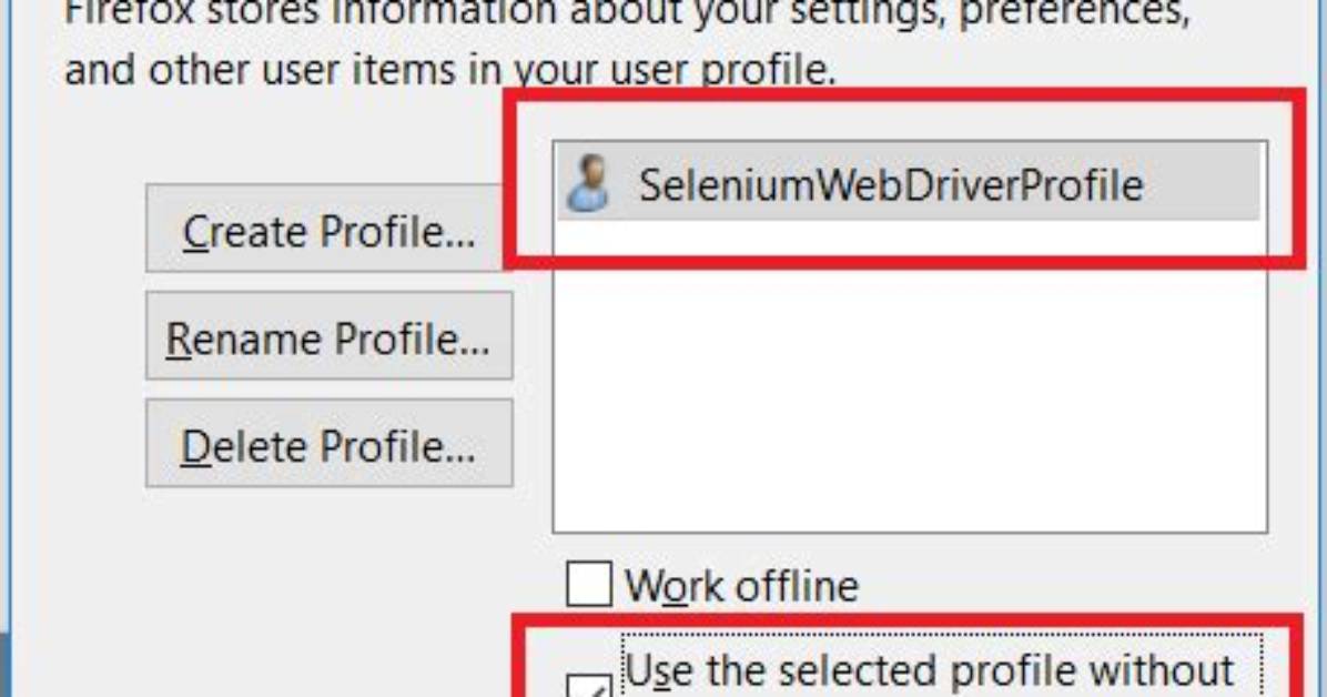 Set Firefox Profile for Selenium Tests
