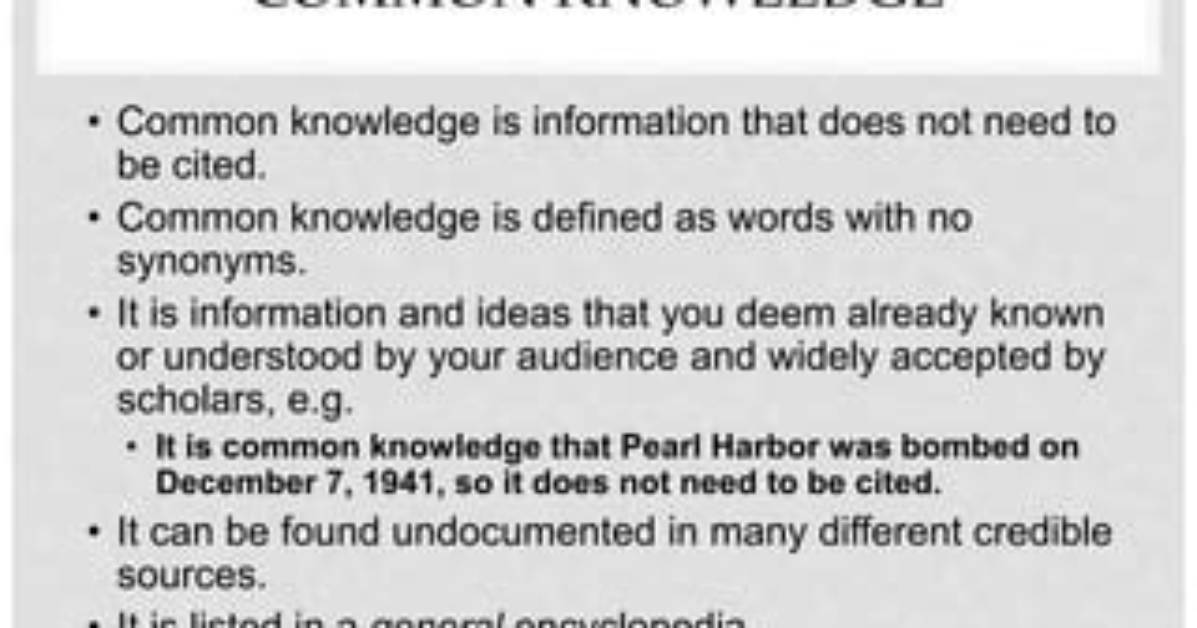 Should Common Knowledge Be Cited?