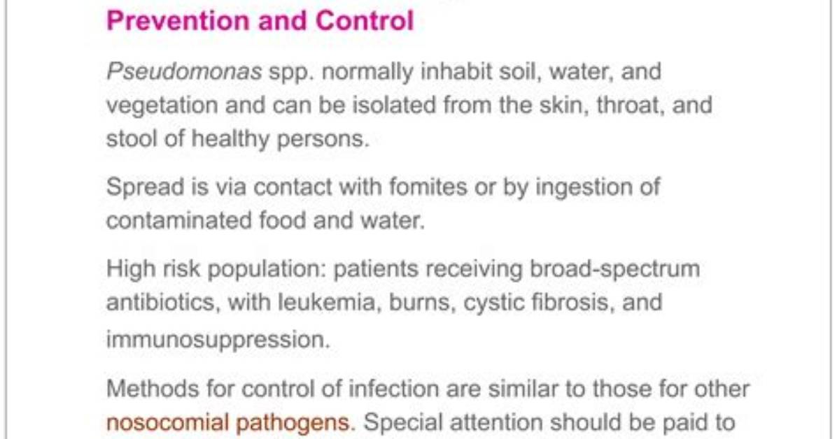 Should Pseudomonas Be Isolated?