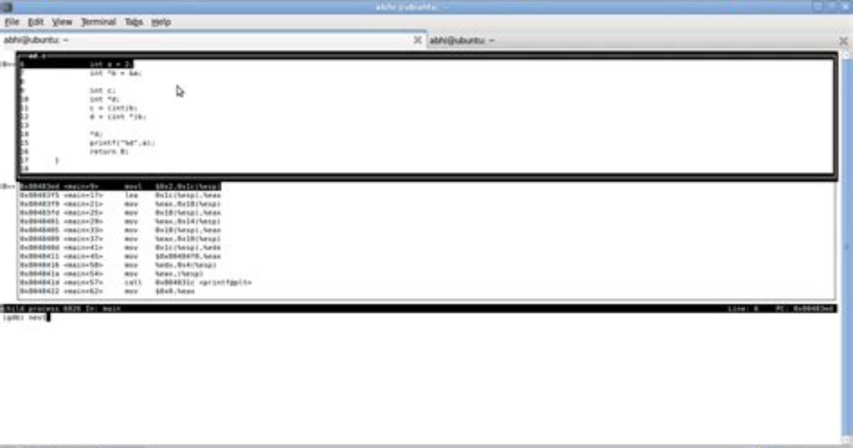 Show Current Assembly Instruction in Gdb