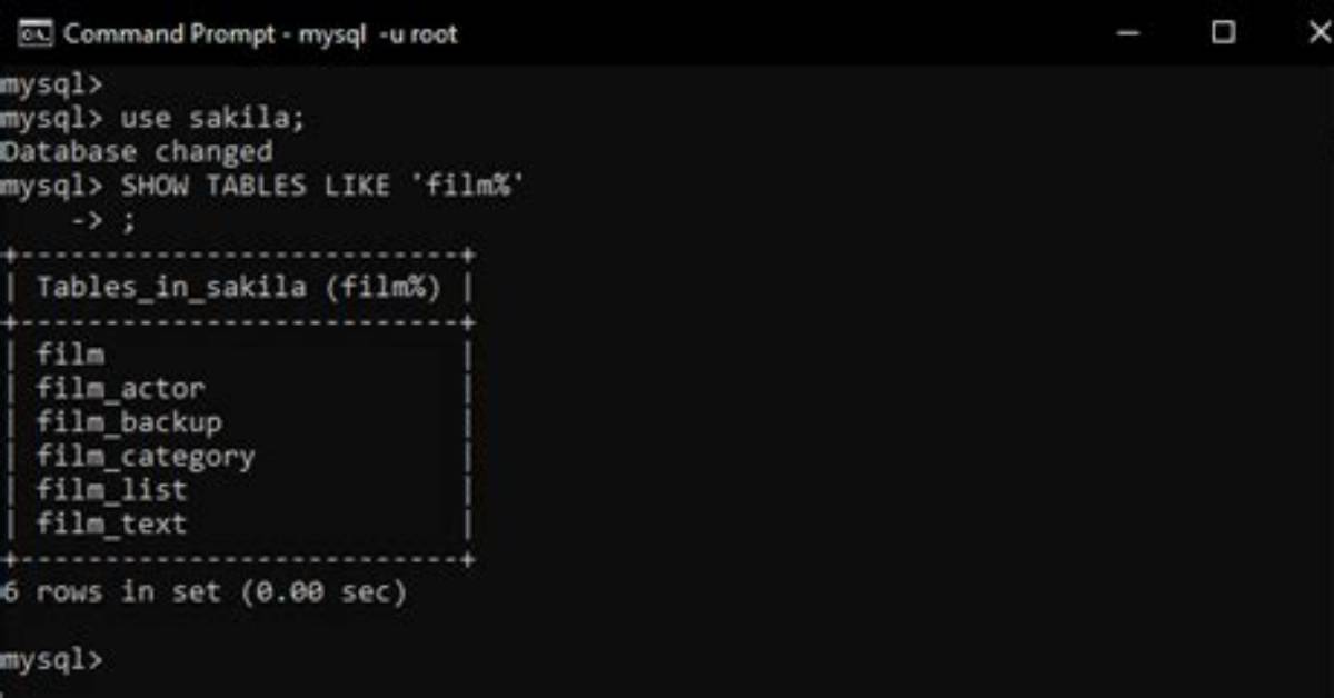 Show Tables Statement with Multiple Like Values