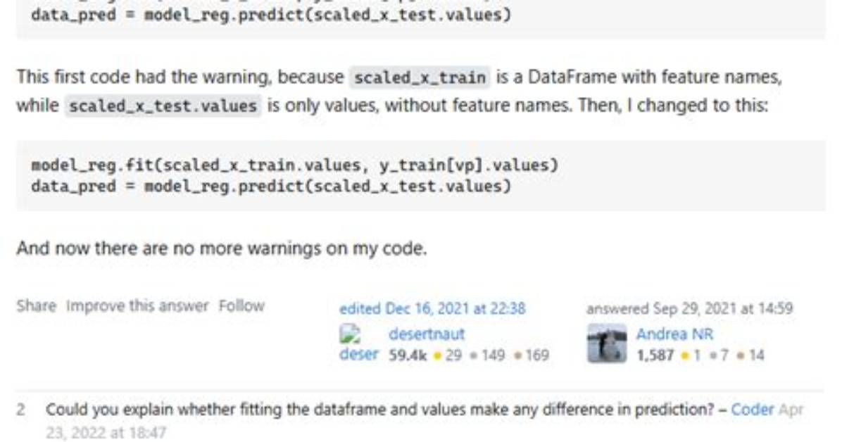 Sklearn Warning "Valid Feature Names" in Version 1.0