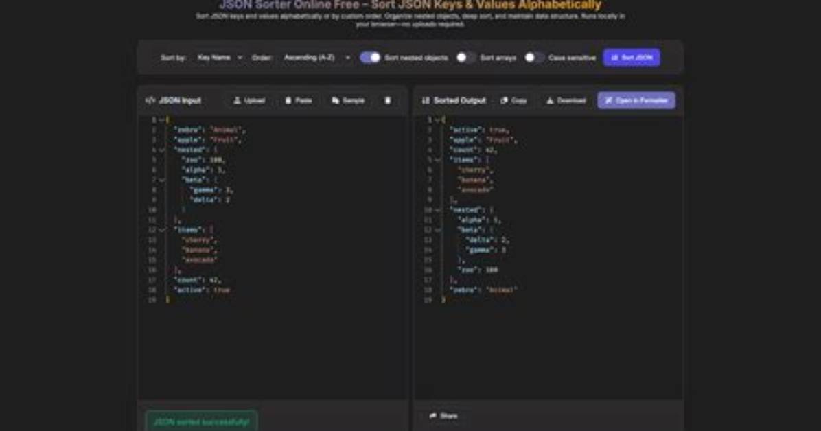 Sorting Json (By Specific Element) Alphabetically