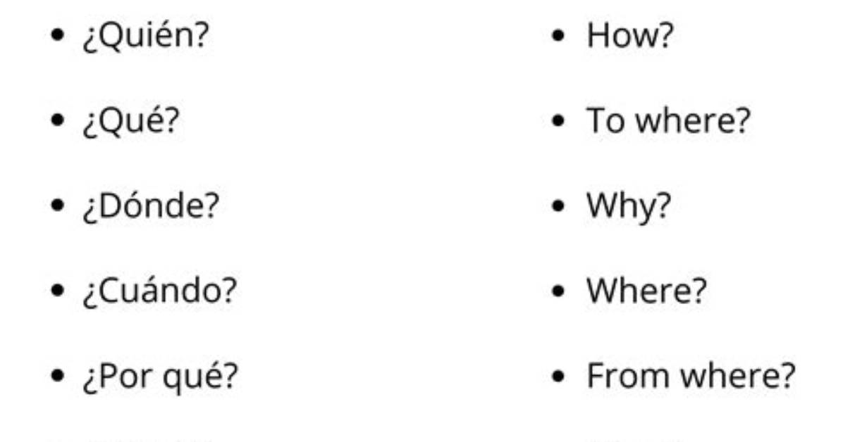 Spanish Question Words — Printable Worksheet