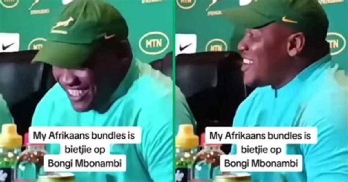 Springbok Bongi Mbonambi’s Afrikaans Bundle Runs out During Press Conference: Mzansi Shows Support