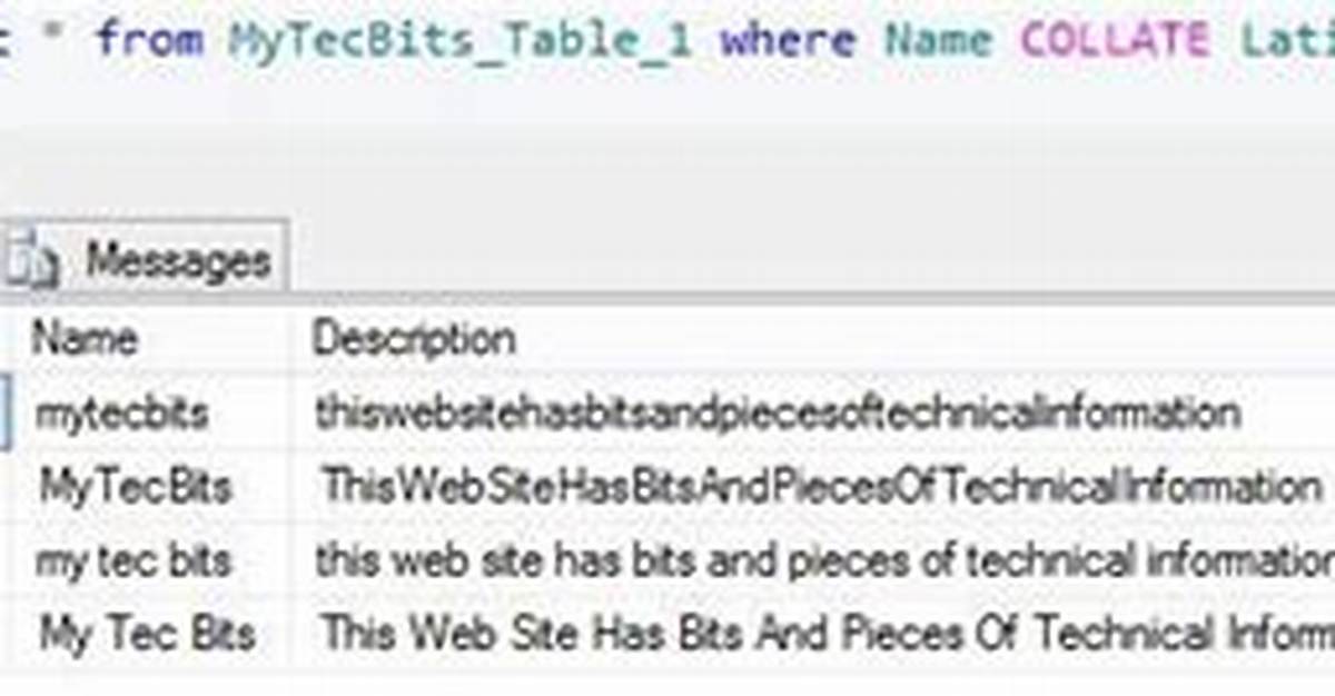 Sql Case Sensitive String Compare