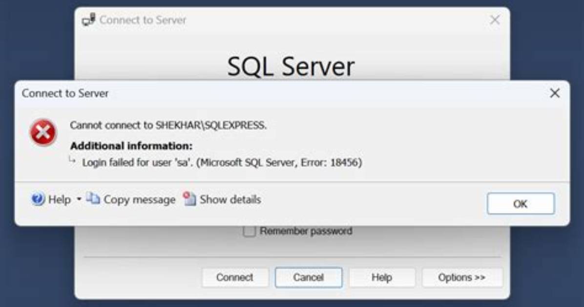 Sql Server Returns Error "Login Failed for User 'Nt Authority\Anonymous Logon'." in Windows Application