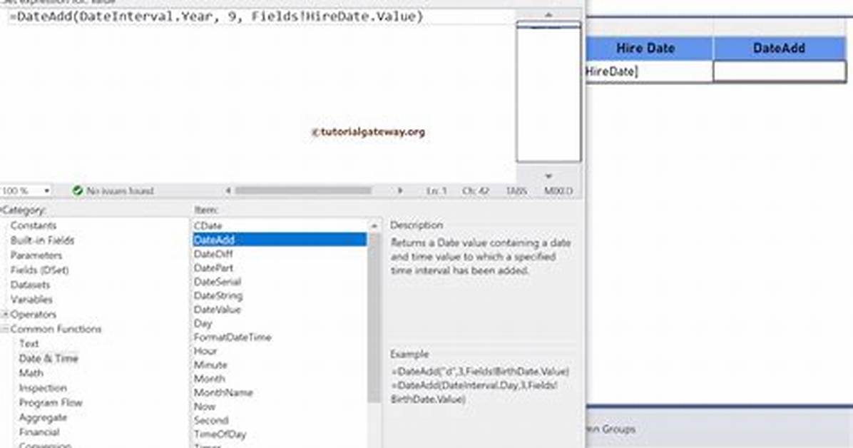 Ssrs Expression for Dateadd to Return Value and Blank