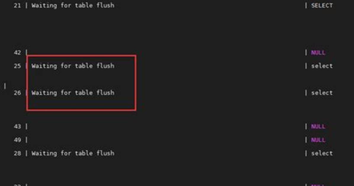 State "Waiting for Table Flush" in Processlist