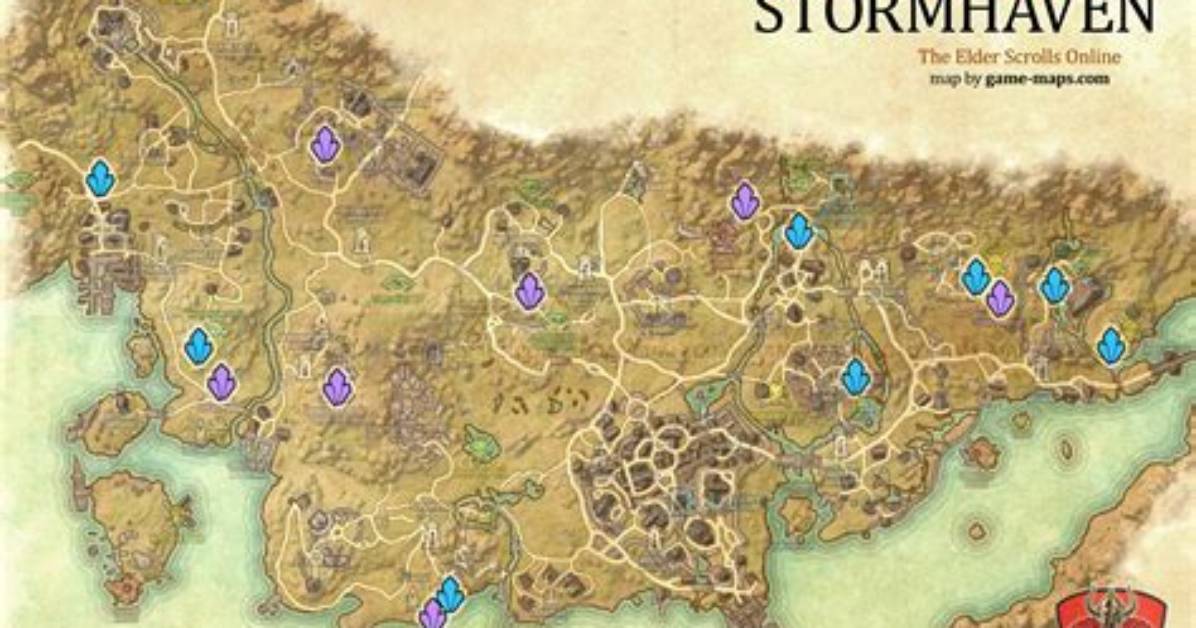Stormhaven Skyshards Location Map the Elder Scrolls Online (Eso)