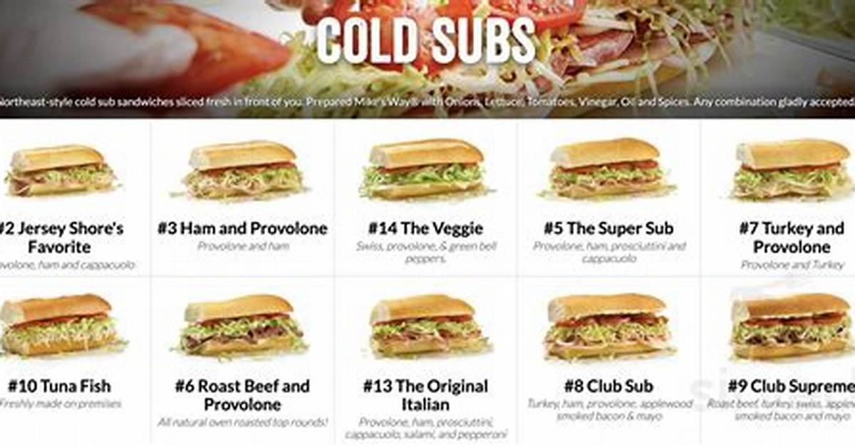 Subs Lead Menu Offerings