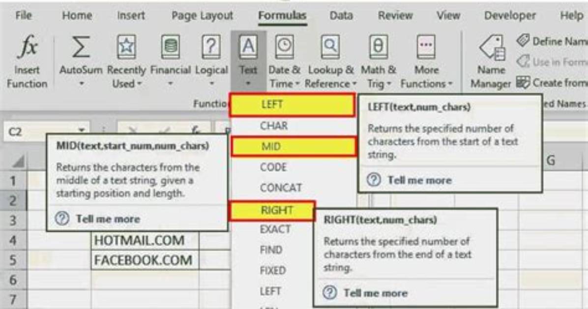 Substring in Excel