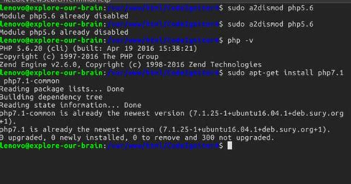 Sudo A2Enmod Php5.6, Php -v Still Shows Php 7.01 Conflict