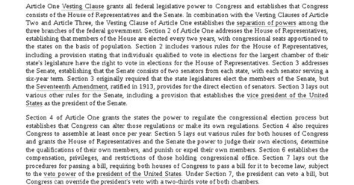 Summarize Article 1 of the Constitution, Check These out | What Is a Summary of Article 1 in the Constitution?