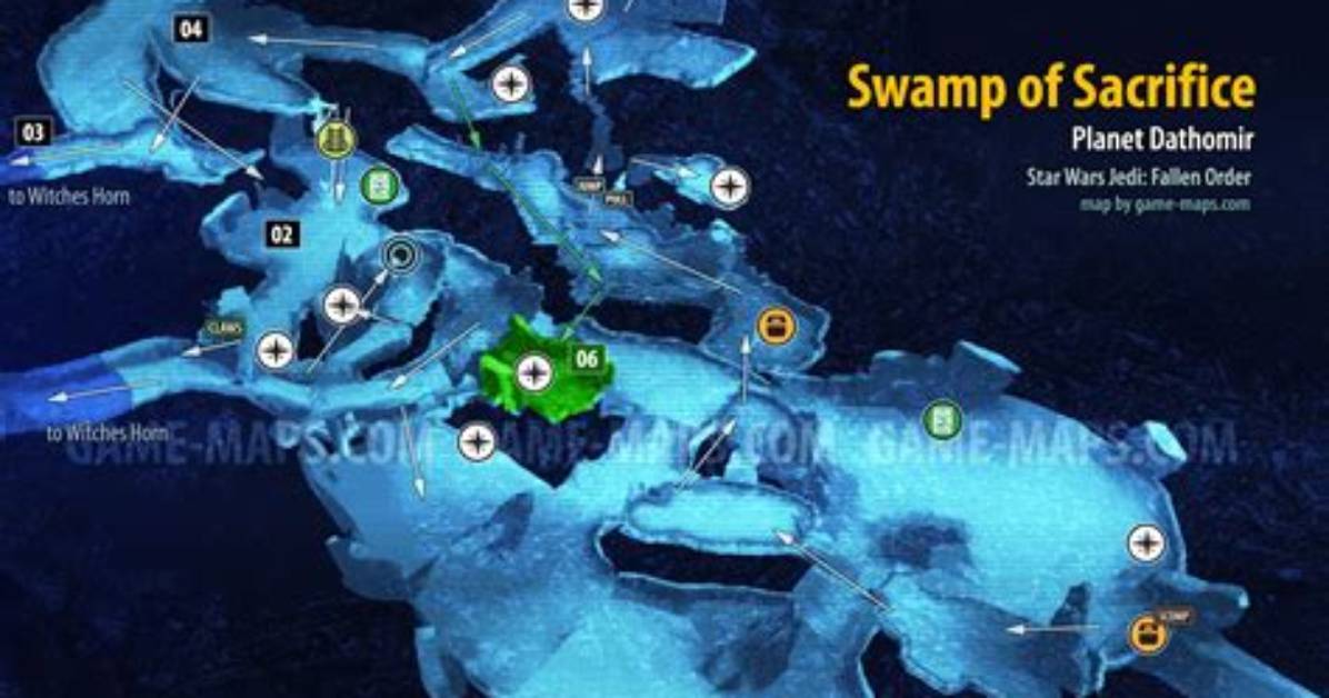 Swamp of Sacrifice Map, Dathomir for Star Wars Jedi Fallen Order