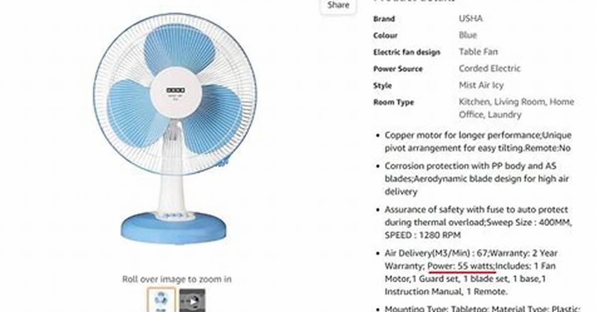 Table Fan Wattage
