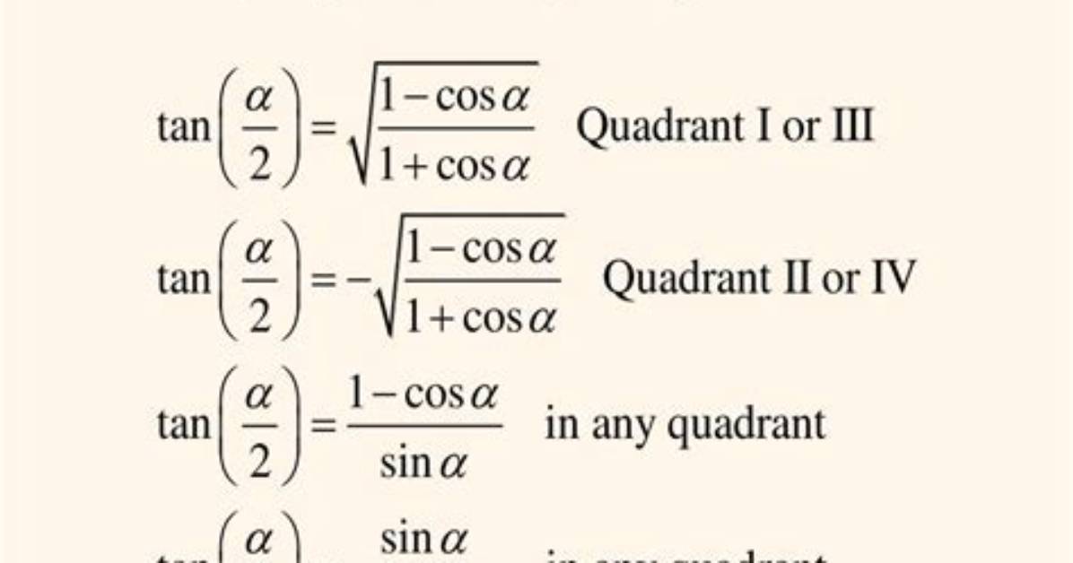 Tangent Half Angle Formula