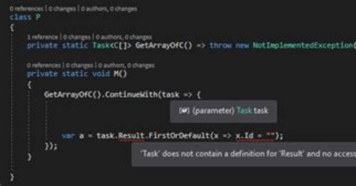 Task Does Not Contain a Definition for 'Getawaiter'