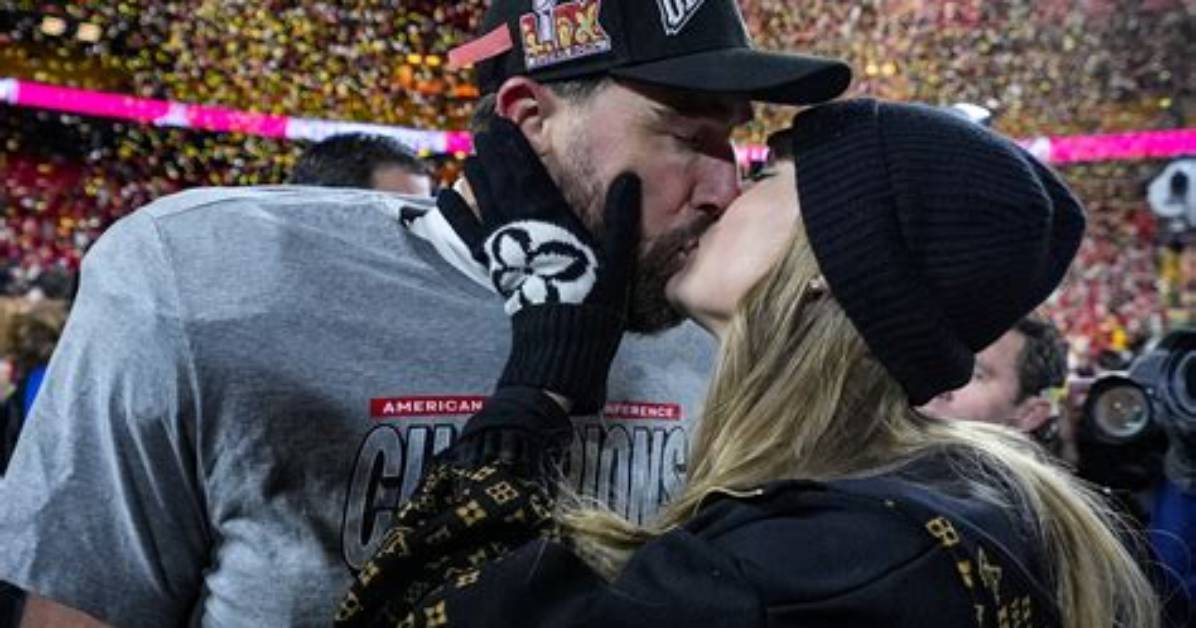 Taylor Swift, Travis Kelce Kiss After Kansas City Chiefs Win Super Bowl