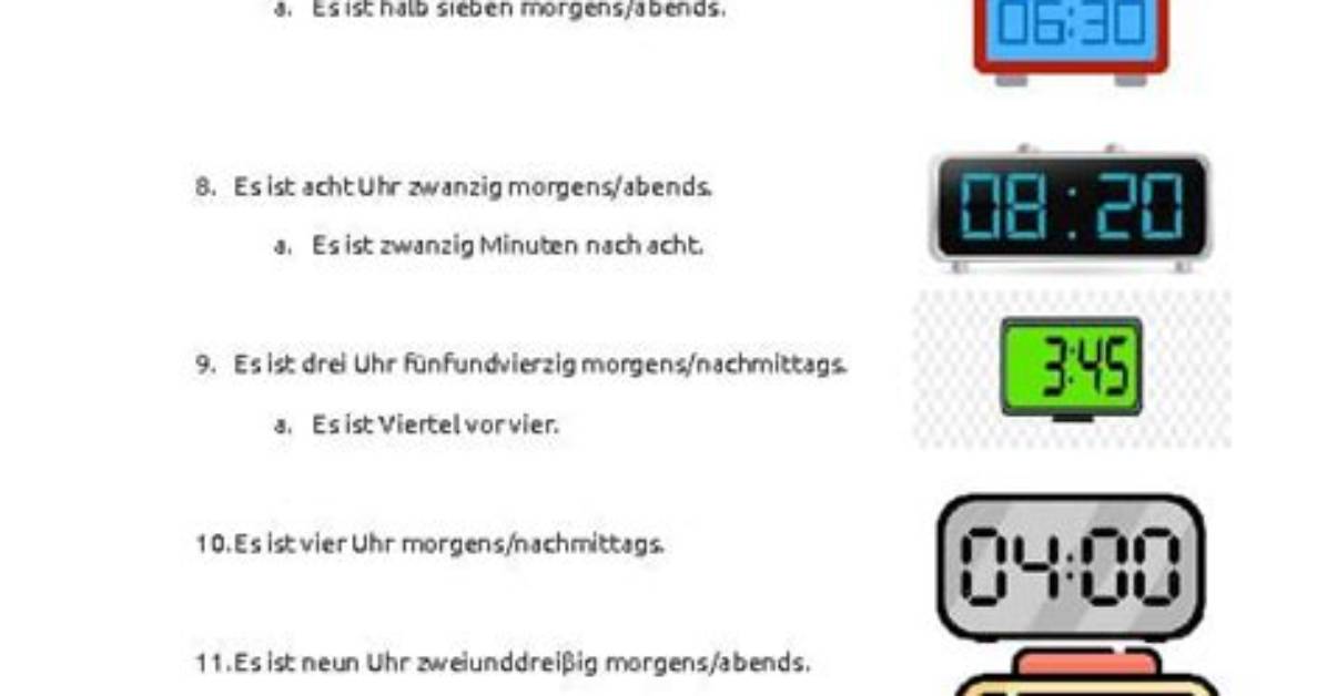 Telling Time in German Quiz