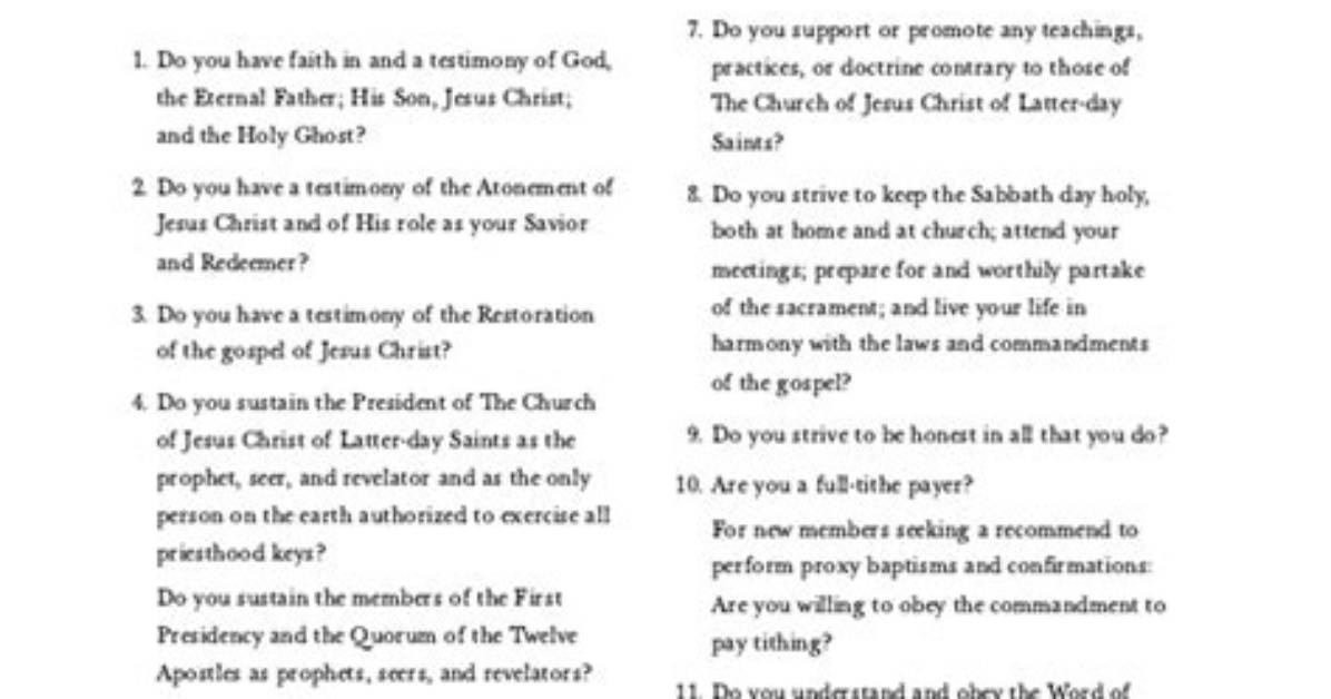 Temple Recommend Interview Questions Revised