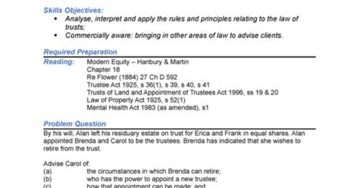 Termination of Trusteeship - How to Discuss