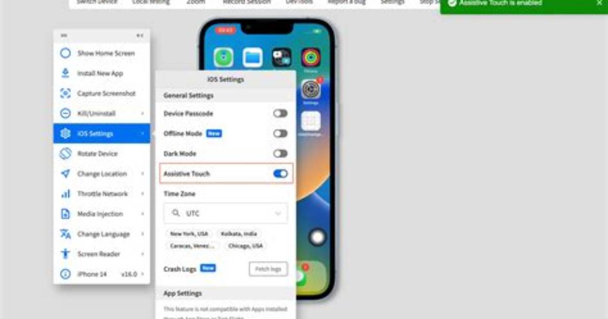 Test Your App Using Assistivetouch on App Live