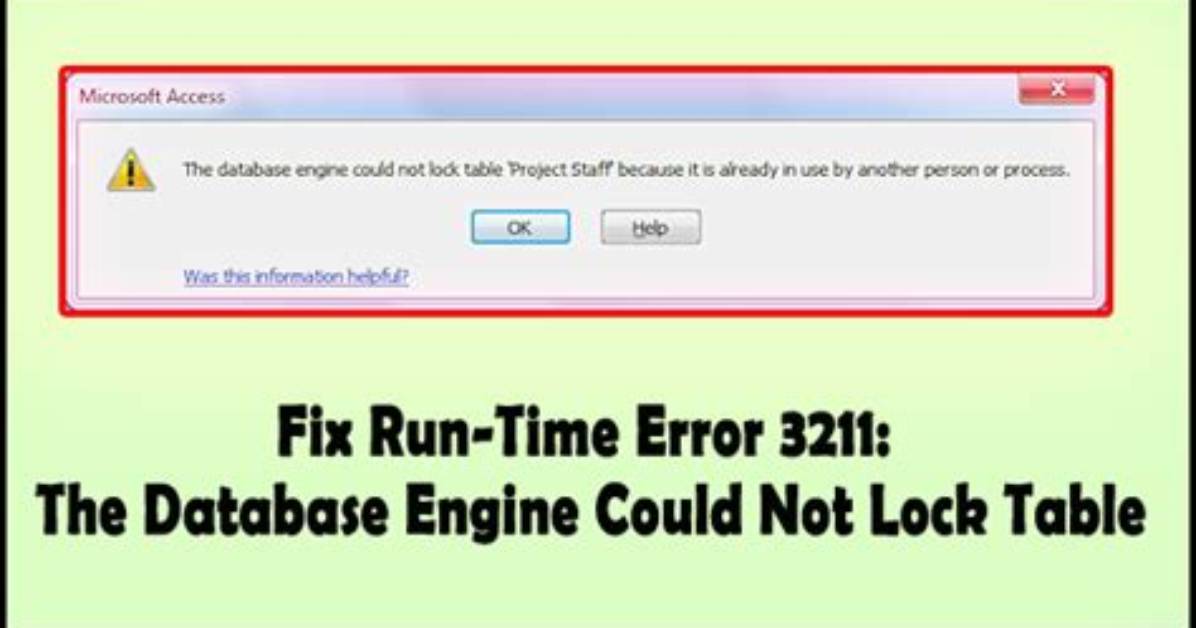 'The Database Engine Could Not Lock Table' in Access 2016