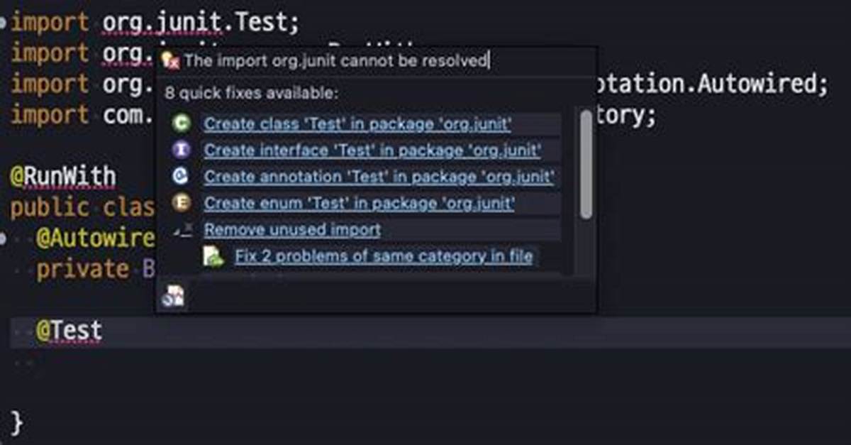 The Import Org. Junit Cannot Be Resolved