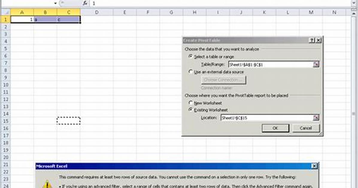 This Command Requires at Least Two Rows of Source Data