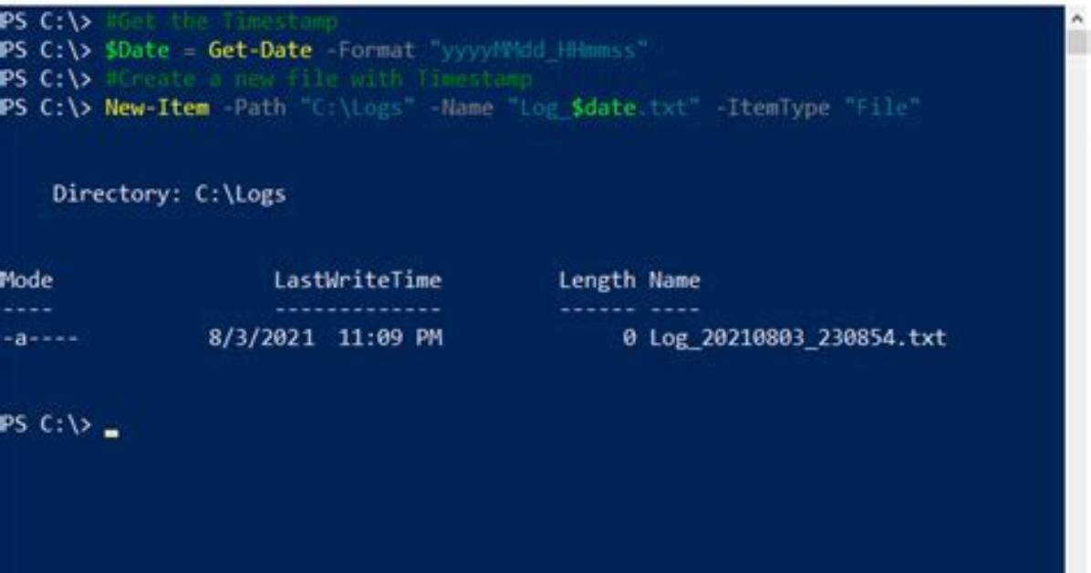 Timestamp on File Name Using Powershell