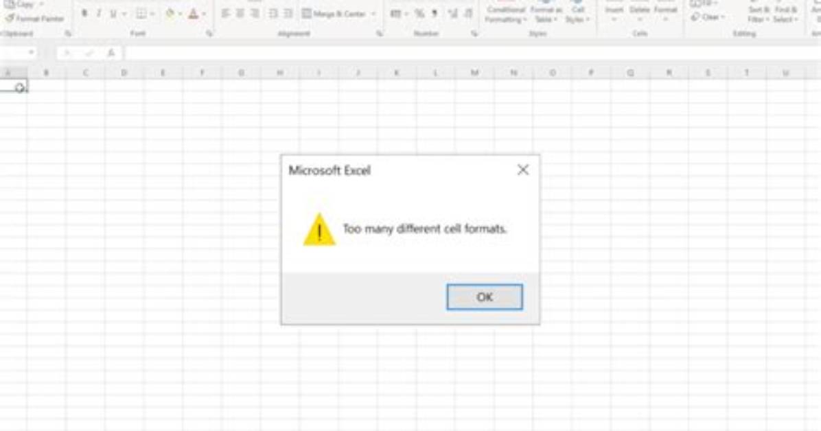 Too Many Different Cell Formats Excel Error