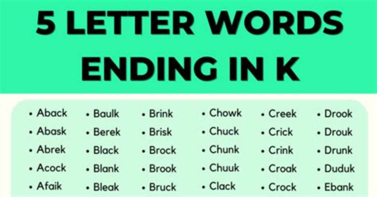 Top 7 Words Ending in “K”-Answers