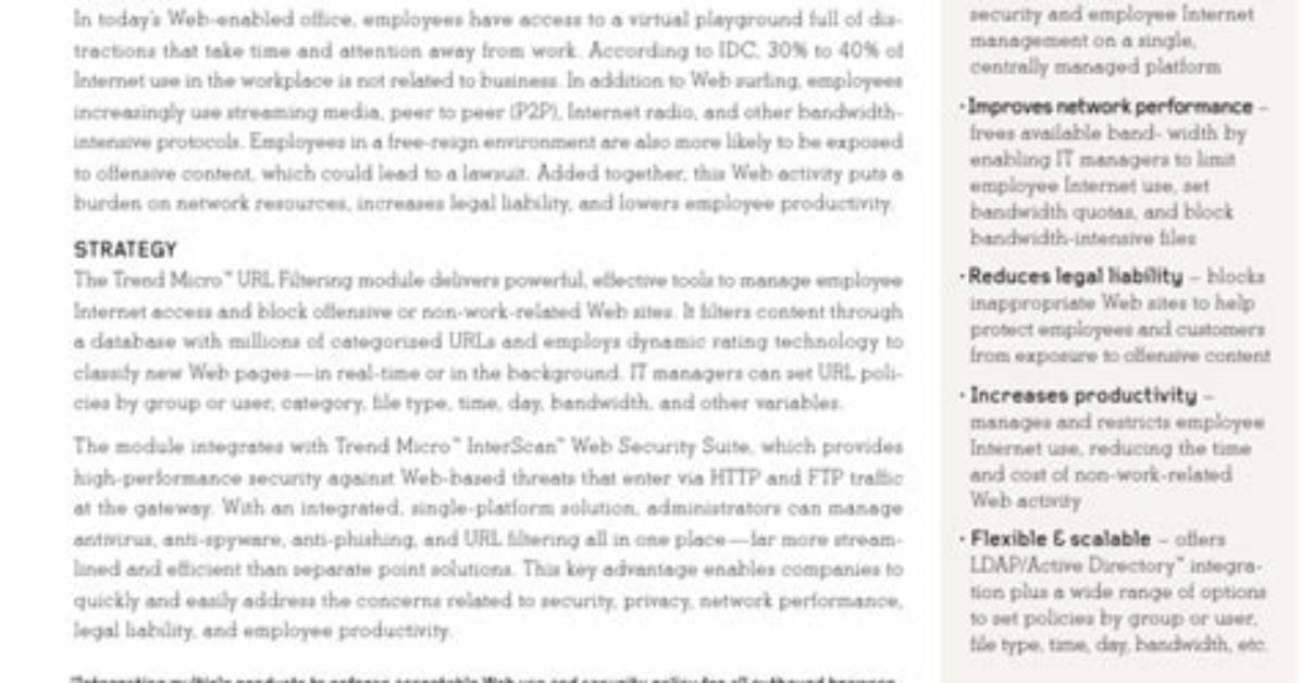 Trend Micro Url Filtering Categories and Descriptions, Web Reputation Feature