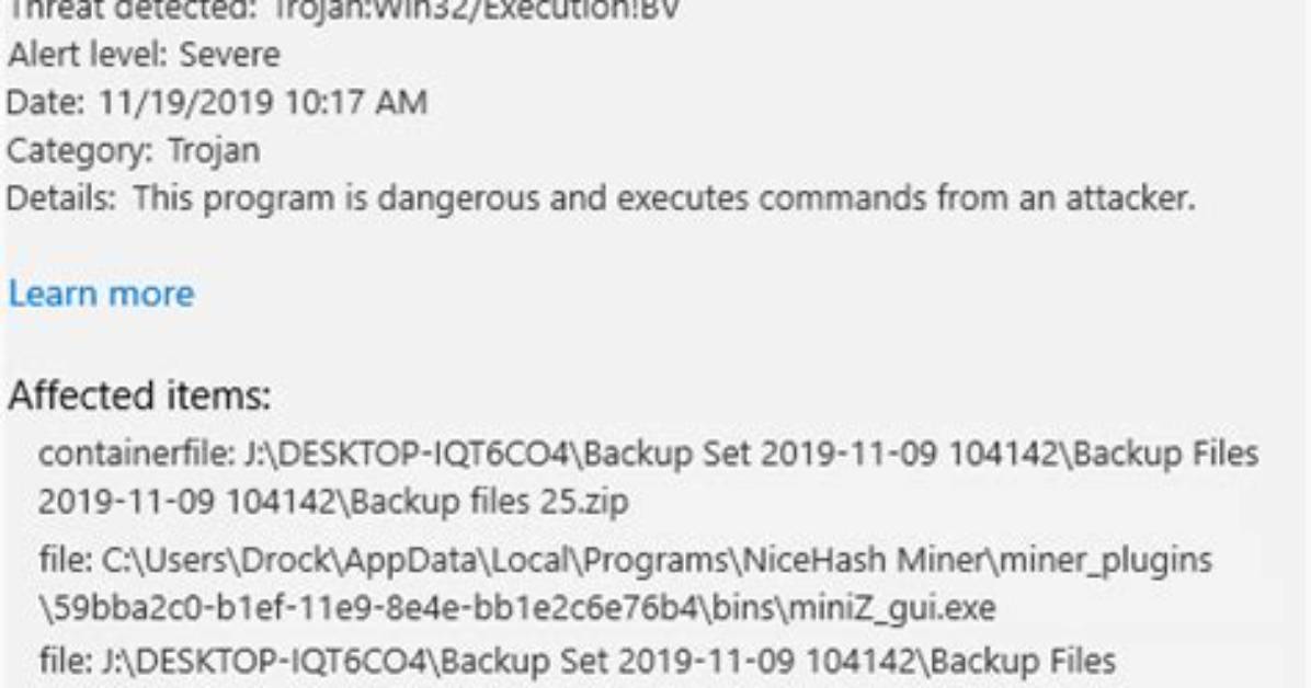 Trojan: Win32/Execution! Bv