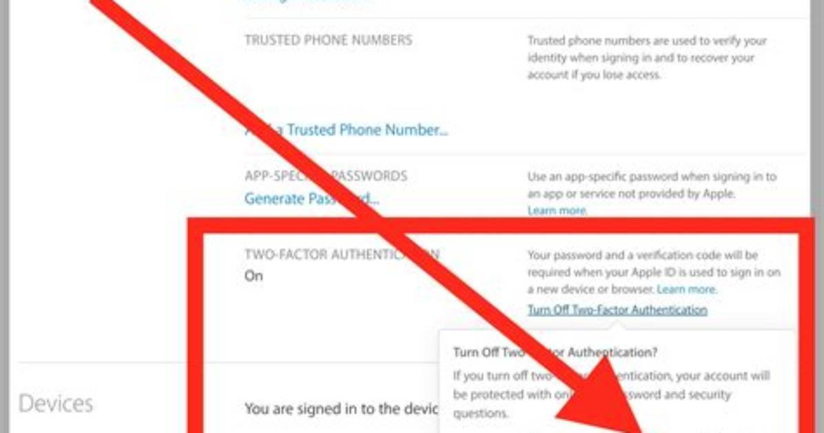 Turn off Two Factor Authentication