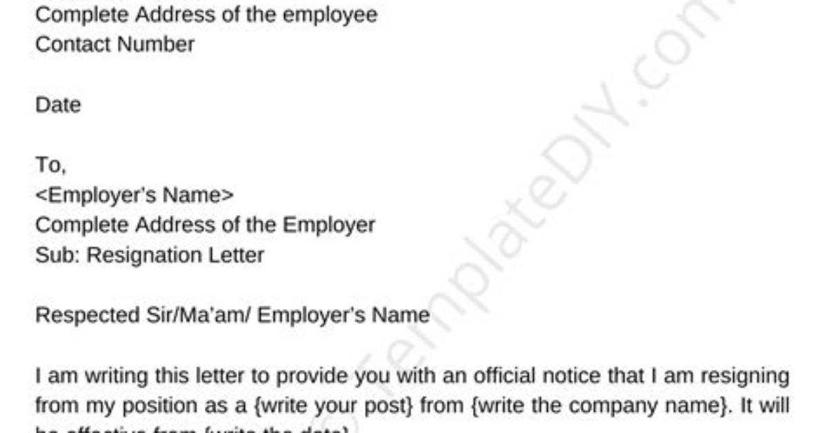 Two Weeks’ Notice Letter