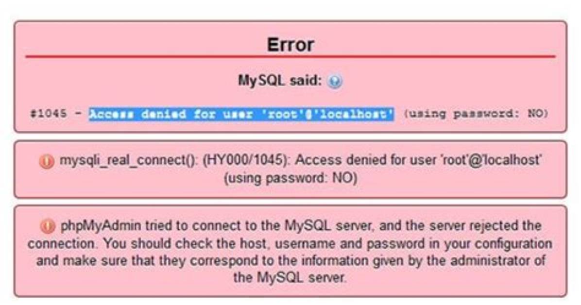 Unable to Login to Phpmyadmin with the Root User