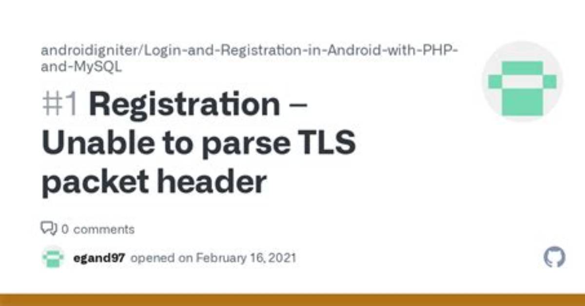 Unable to Parse Tls Packet Header Android Studio