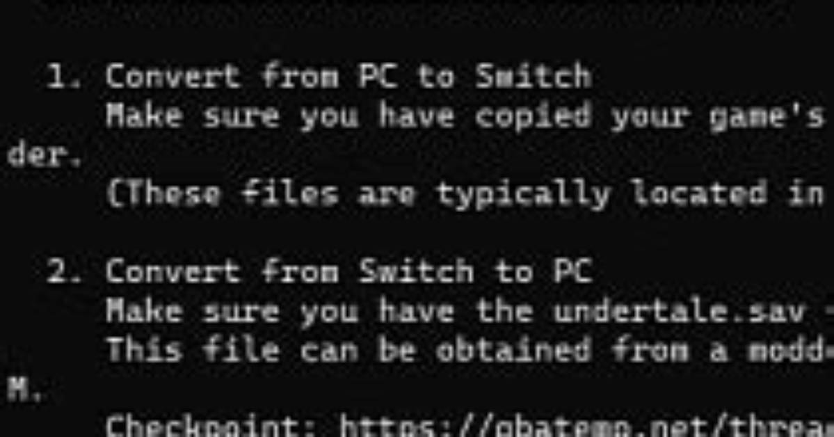 Undertale Save Game Converter Switch