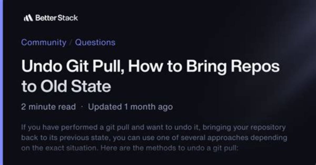 Undo Git Pull, How to Bring Repos to Old State