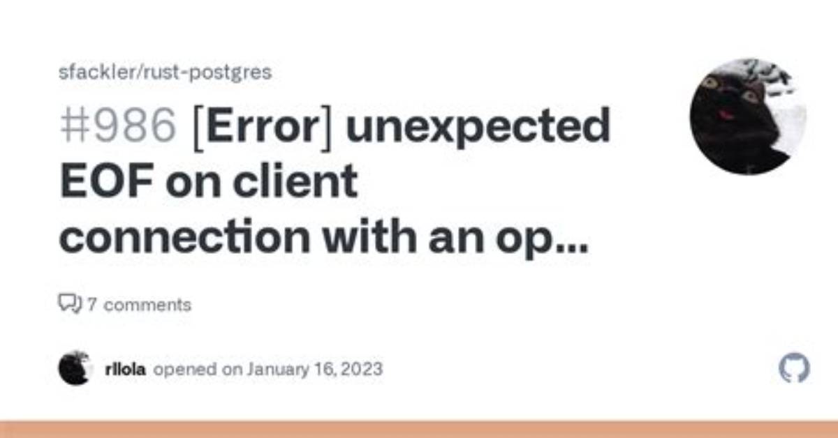 Unexpected Eof on Client Connection with an Open Transaction