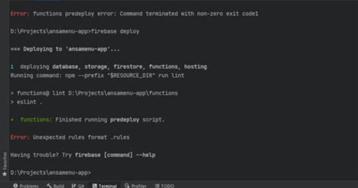Unexpected Rules Format. Rules When Deploying Firebase Rules