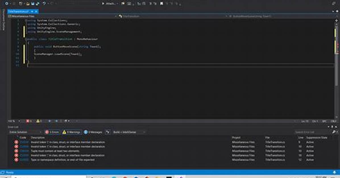 Unity Scenemanagement Does Not Exist in the Current Context