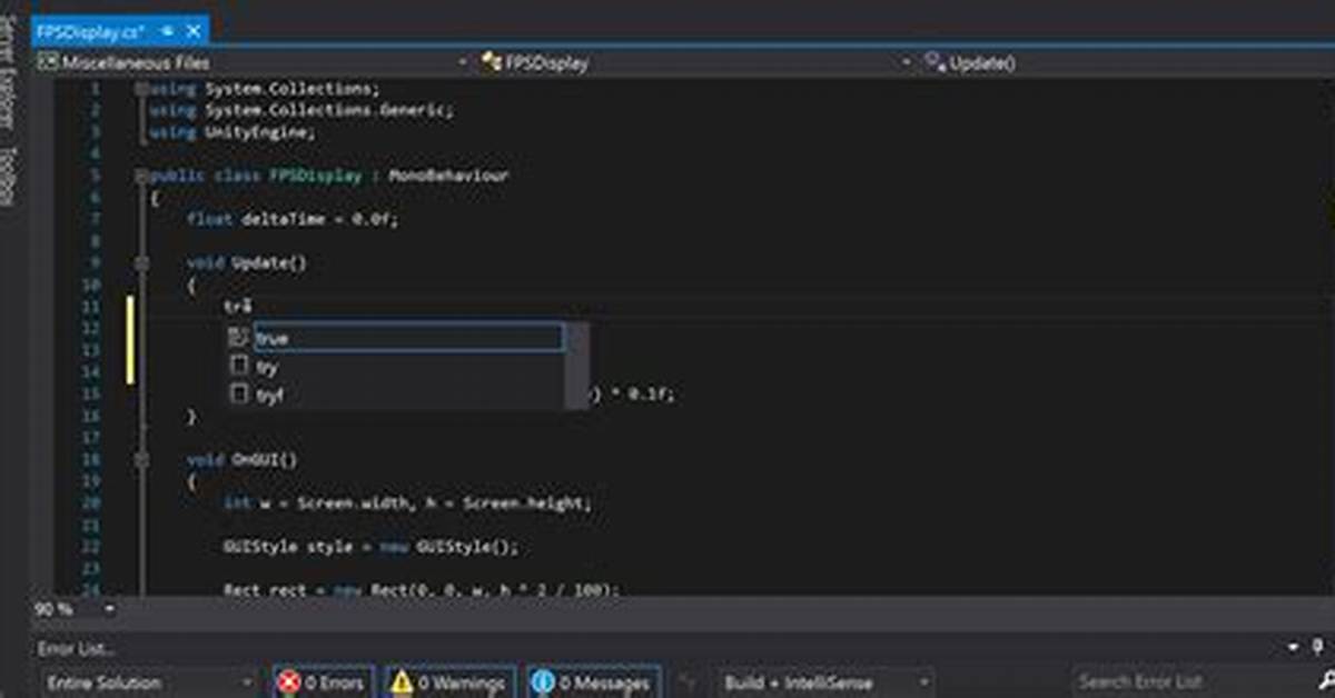 Unity Scripts Edited in Visual Studio Don't Provide Autocomplete