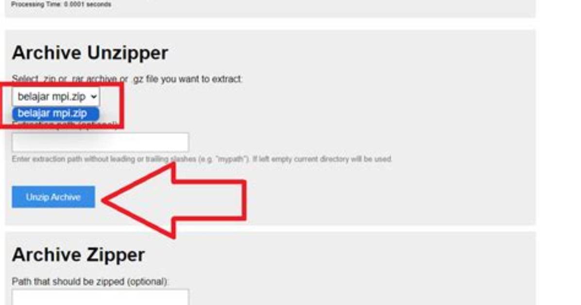 Unzip a File with Php