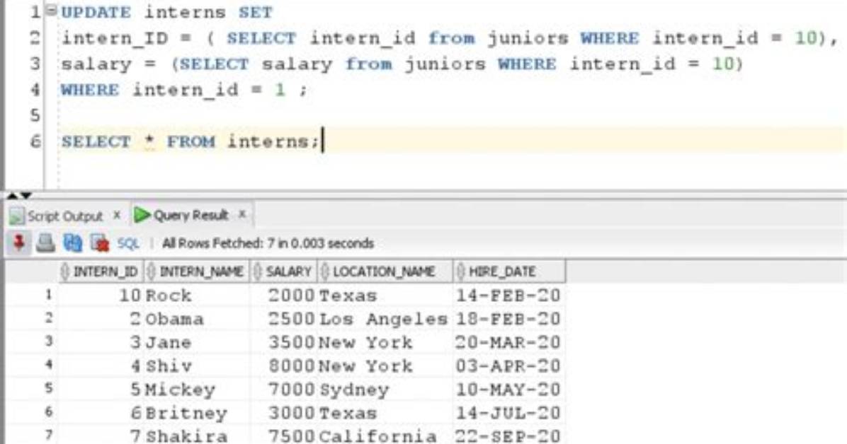 Update Statement Using with Clause