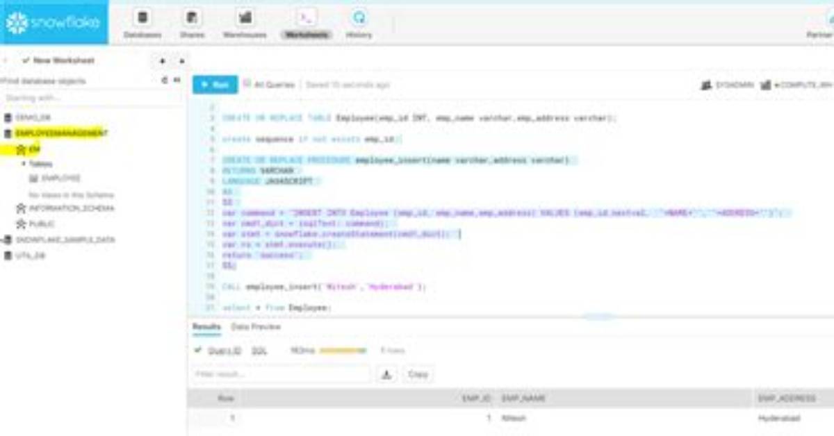 Using Stored Procedures in Snowflake