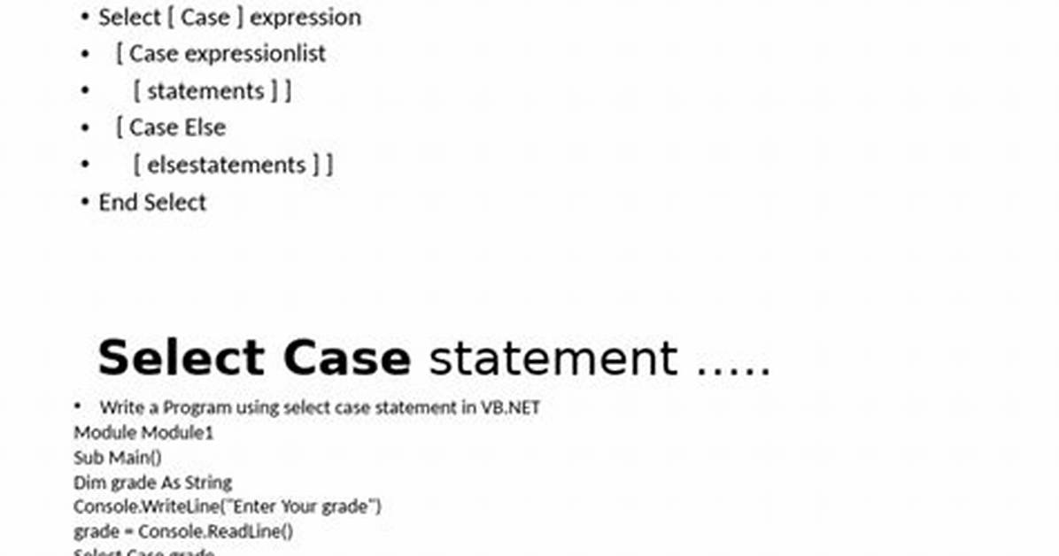 Vb. Net Switch Statement Goto Case