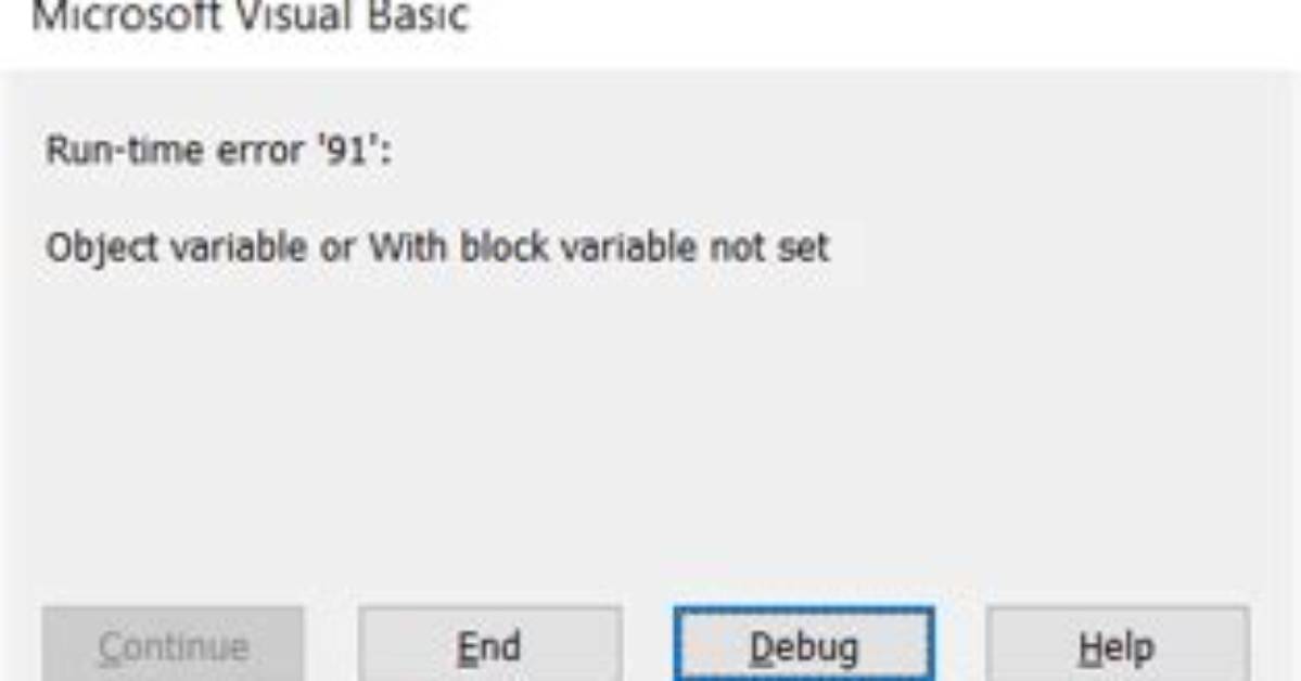 Vba: Run Time Error '91'?